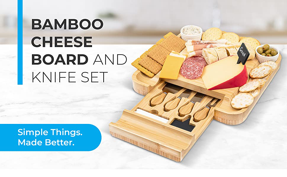 Bamboo Cheese Board and Knife Set