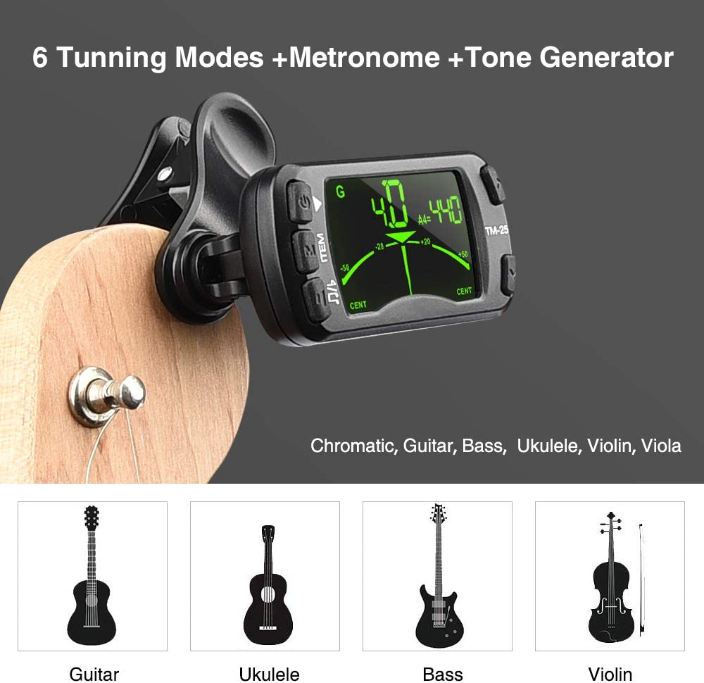 Lekato In Tuner Metronome Clip On Guitar Tuner Digital Metronome