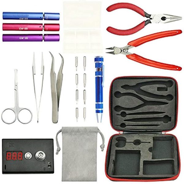 Jig coil DIY Tools Kit, build coil Kit Complete Package, ohm Meter, Diagonal Pliers, Scissors, Screwdriver, Ceramic, elbow Tweezers, A1 heating wire, free cotton, Enhanced Edition - Image 3