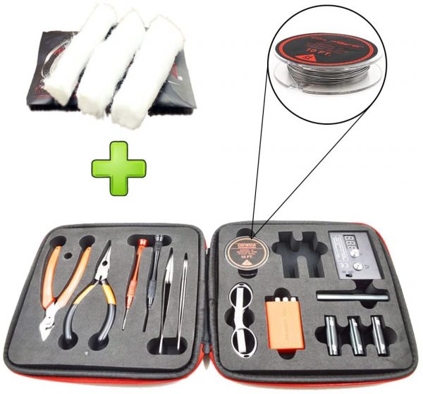 Jig coil DIY Tools Kit, build coil Kit Complete Package, ohm Meter, Diagonal Pliers, Scissors, Screwdriver, Ceramic, elbow Tweezers, A1 heating wire, free cotton, Enhanced Edition - Image 9