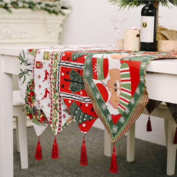 Christmas table cloth, knitted cloth table runner, cotton cloth rectangular table runner, dustproof and washable restaurant picnic indoor and outdoor dining