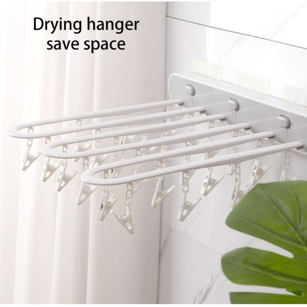 Foldable hangers, laundry drying racks, wall racks for clothes racks, clothing drying racks, wall-mounted folding drying rack clips, socks, towels, underwear, gloves - Image 6