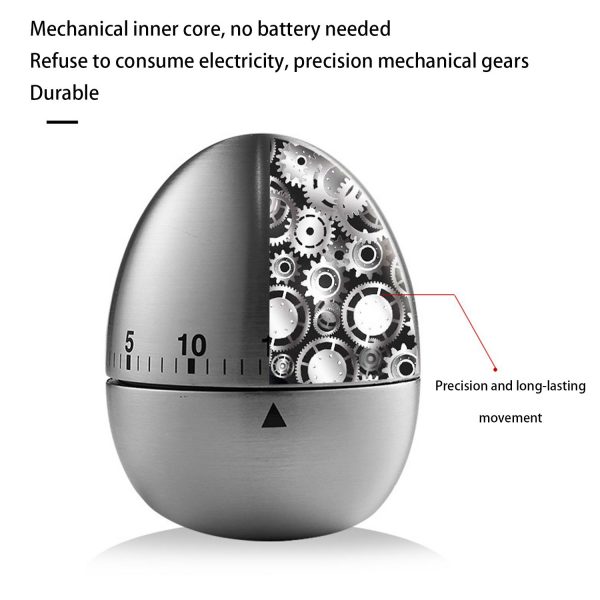 Kitchen Timer, Stainless Steel Mechanical Timer, Cute Egg Apple Time Timer, Loud Alarm Clock, No Battery Required, Child Management Time, Baking And Cooking, Manual Timer - Image 6