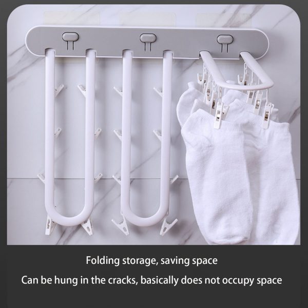 Foldable hangers, laundry drying racks, wall racks for clothes racks, clothing drying racks, wall-mounted folding drying rack clips, socks, towels, underwear, gloves - Image 5