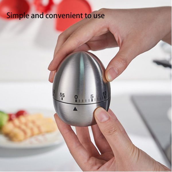 Kitchen Timer, Stainless Steel Mechanical Timer, Cute Egg Apple Time Timer, Loud Alarm Clock, No Battery Required, Child Management Time, Baking And Cooking, Manual Timer - Image 4