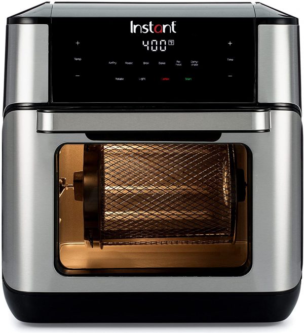 Instant Vortex Plus 10 Quart Air Fryer, Rotisserie and Convection Oven, Air Fry, Roast, Bake, Dehydrate and Warm, 1500W, Stainless Steel and Black