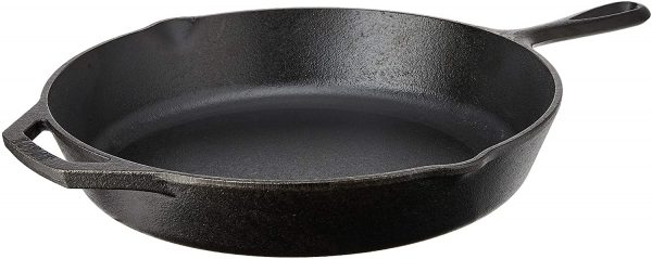 Lodge Seasoned Cast Iron Skillet - 12 Inch Ergonomic Frying Pan with Assist Handle, black