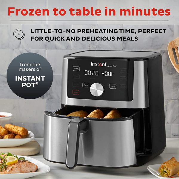 Instant Vortex Plus 4 Quart Air Fryer, Customizable Smart Cooking Programs, Digital Touchscreen and Non-Stick Air Fryer Basket, Stainless Steel - Image 9