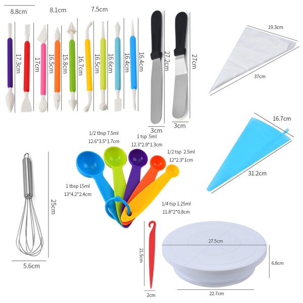 Cake Decoration Kit, 66 Pcs Baking Kit And Cake Rotating Table, Baking Tools, Cake Baking Supplies for Bread and Cake Beginners - Image 2