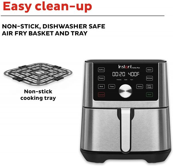 Instant Vortex Plus 4 Quart Air Fryer, Customizable Smart Cooking Programs, Digital Touchscreen and Non-Stick Air Fryer Basket, Stainless Steel - Image 5