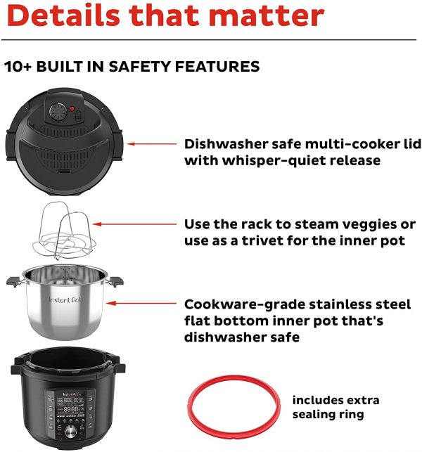 Instant Pot Pro 10-in-1 Pressure Cooker, Slow Cooker, Rice/Grain Cooker, Steamer, Sauté, Sous Vide, Yogurt Maker, Sterilizer, and Warmer, 6 Quart - Image 3