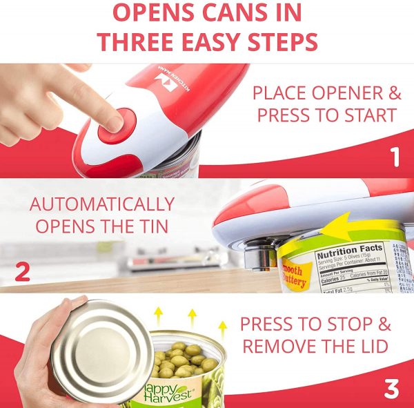 Kitchen Mama Electric Can Opener: Open Your Cans with A Simple Push of Button - No Sharp Edge, Food-Safe and Battery Operated Handheld Can Opener - Image 3