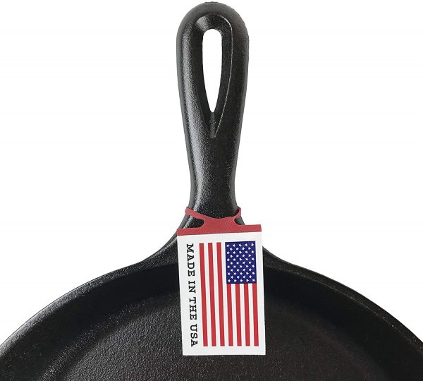 Lodge Seasoned Cast Iron Skillet - 12 Inch Ergonomic Frying Pan with Assist Handle, black - Image 2