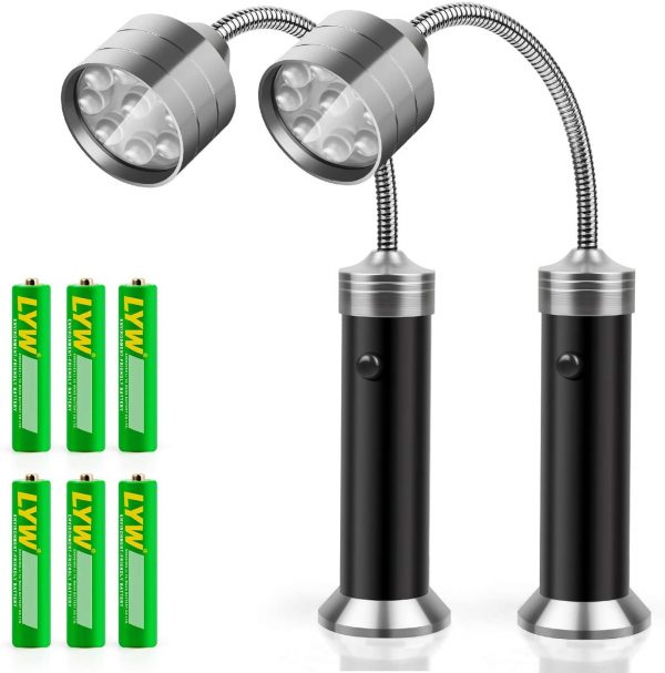 KOSIN Barbecue Grill Light Magnetic Base Super-Bright LED BBQ Lights - 360 Degree Flexible Gooseneck, Weather Resistant, Batteries Included - Pack of 2