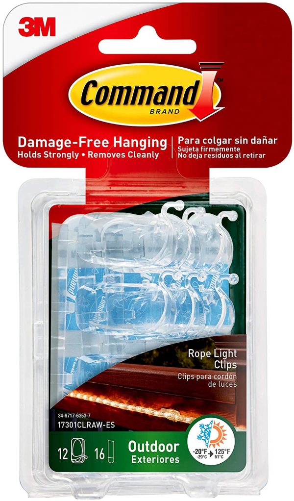 Command Outdoor Rope Light Clips, Clear, Decorate Damage-Free