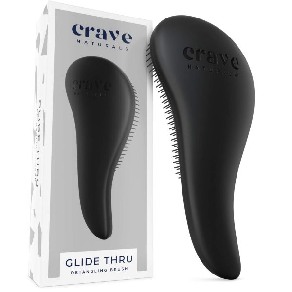 Crave Naturals Glide Thru Detangling Brush for Adults & Kids Hair. Detangler Hairbrush for Natural, Curly, Straight, Wet or Dry Hair. Hair Brushes for Women. Styling Brush