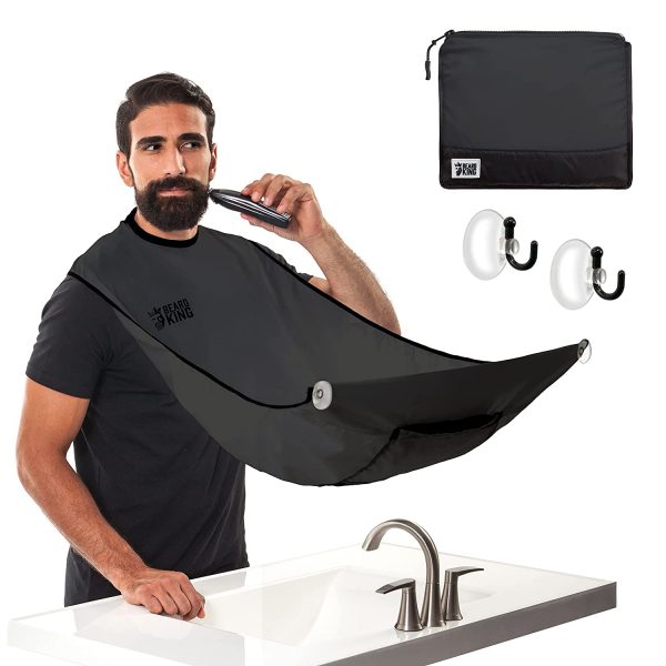 Beard King Beard Bib Apron for Men Deluxe Cape as Seen Shark Tank Men Hair Catcher for Shaving One Size Fits all