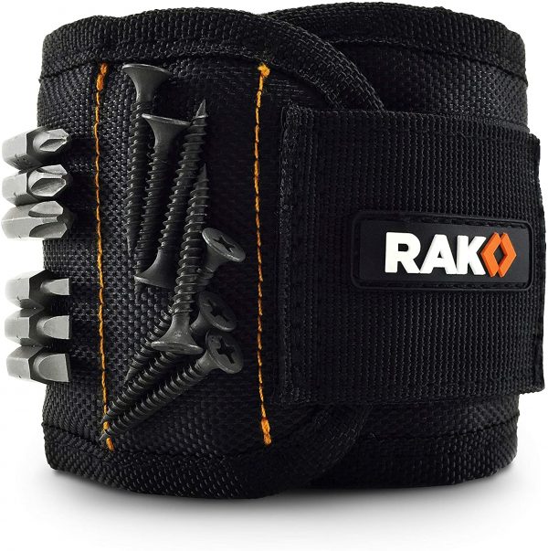 RAK Magnetic Wristband - Men & Women's Tool Bracelet with 10 Strong Magnets to Hold Screws, Nails and Drilling Bits - Gift Ideas for Dad, Husband, Handyman or Handy Woman﻿