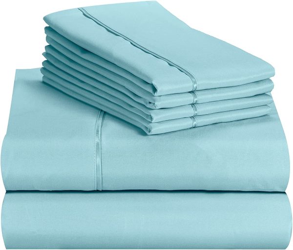 LuxClub 4 PC Sheet Set Bamboo Sheets Deep Pockets 18" Eco Friendly Wrinkle Free Sheets Machine Washable Hotel Bedding Silky Soft