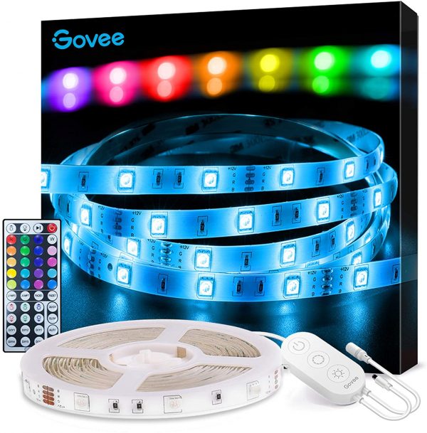 Govee LED Strip Lights, 16.4ft RGB LED Lights with Remote Control, 20 Colors and DIY Mode Color Changing LED Lights, Easy Installation Light Strip for Bedroom, Ceiling, Kitchen