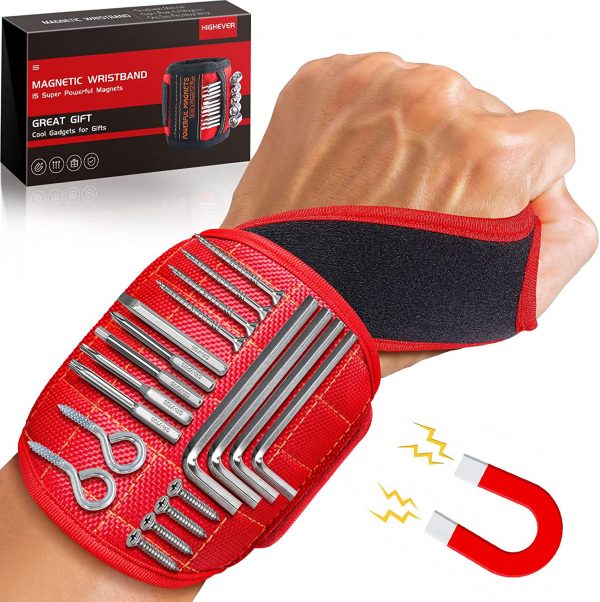 Magnetic Wristband Perfect Stocking Stuffers for Men Dad Gifts, Tool Belt Magnetic Wristband for Holding Screws, Cool Gadgets Christmas Fathers Valentines Day Gifts for Him Men Women Husband