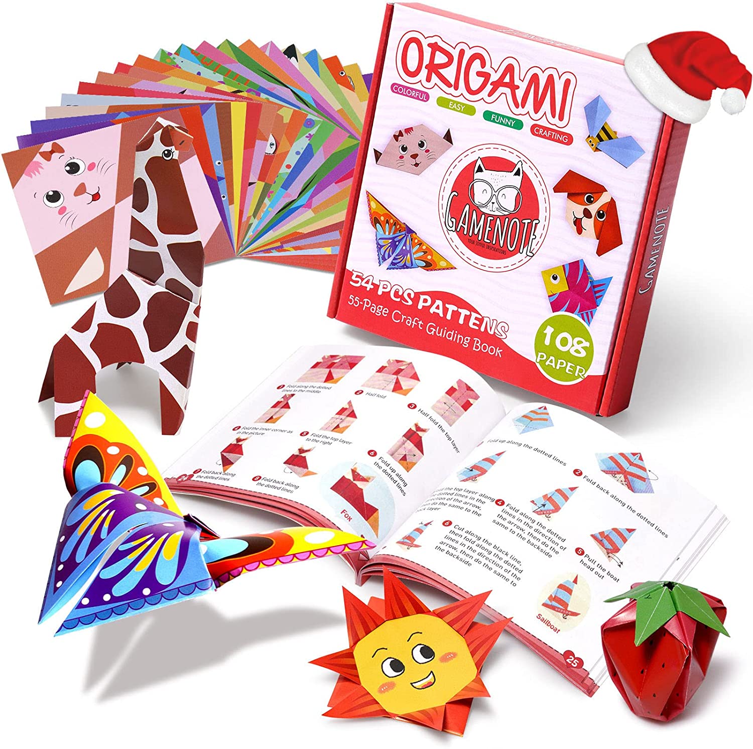 Gamenote Colorful Kids Origami Kit 118 Double Sided Vivid Origami