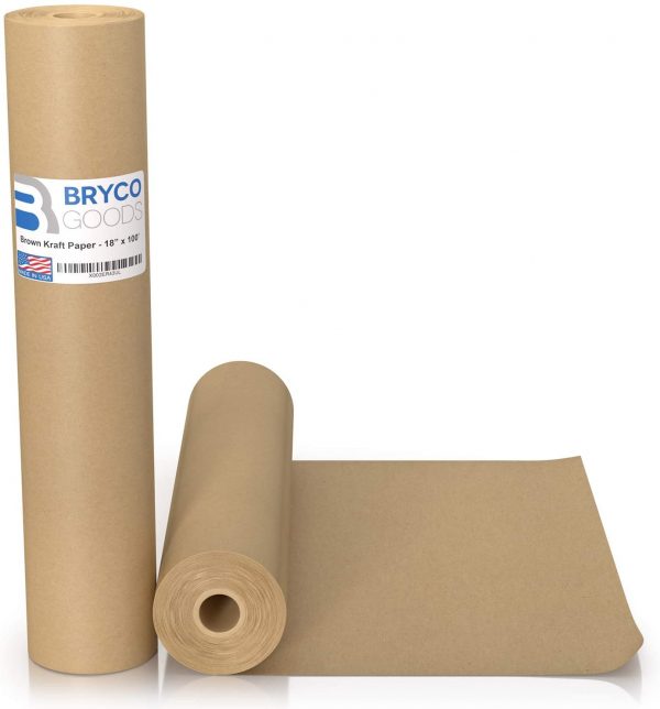 Brown Kraft Paper Roll - 18" x 1,200" (100') Made in The USA - Ideal for Packing, Moving, Gift Wrapping, Postal, Shipping, Parcel, Wall Art, Crafts, Bulletin Boards, Floor Covering, Table Runner