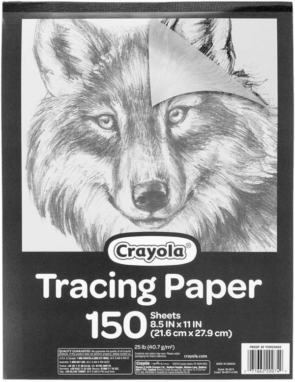 Crayola Tracing Paper 8 1/2” X 11”, Great for Light Up Tracing Pad, Gift, 150Count, Multicolor, Model: