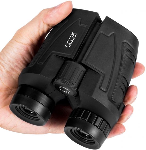 occer 12x25 Compact Binoculars with Clear Low Light Vision, Large Eyepiece Waterproof Binocular for Adults Kids,High Power Easy Focus Binoculars for Bird Watching,Outdoor Hunting,Travel,Sightseeing