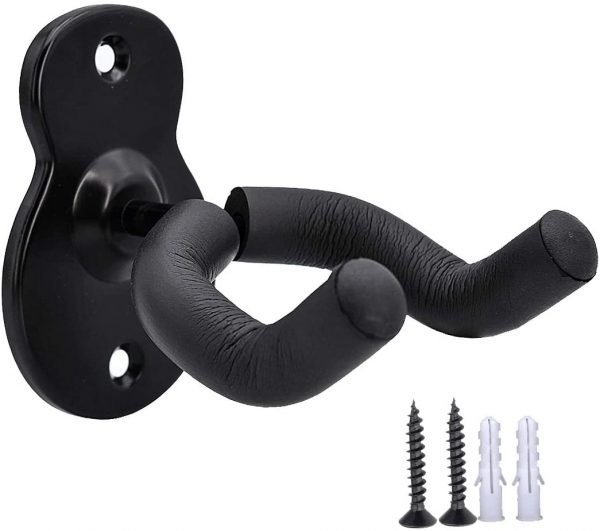 Guitar Wall Mount Hanger Hook Acoustic Electric Bass Guitar Wall Hook Hanger Black Metal Holder Hanger for All Size Guitars