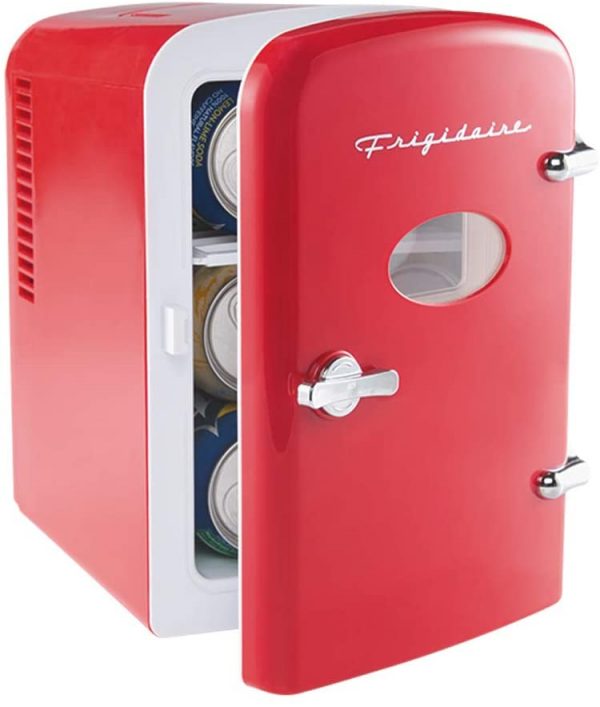 Frigidaire RED EFMIS129- CP4 Mini Portable Compact Personal Fridge Cooler, 4 Liter Capacity Chills Six 12 oz Cans, 100% Freon-Free & Eco Friendly, Includes Plugs for Home Outlet & 12V Car Charger