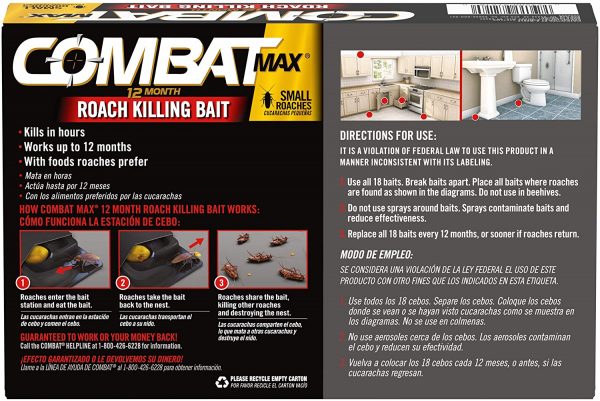 Combat Max 12 Month Roach Killing Bait, Small Roach Bait Station, Child-Resistant, 18 Count - Image 2