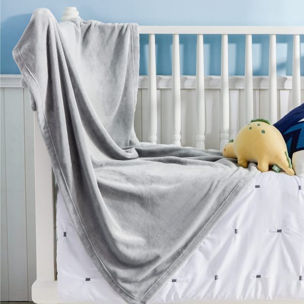 Bedsure Fleece Baby Blankets Swaddle Blanket Unisex for Boys, Girls, Kids, Toddler, Infant, Newborn, 30x40 inches, Light Grey - Fuzzy Warm Cozy Soft Plush Microfiber Blanket for Crib Stroller Nap - Image 7