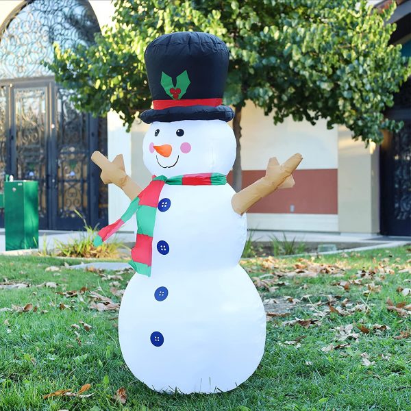 GOOSH 4 FT Height Christmas Inflatable Outdoor Snowman with Top Hat, Blow Up Yard Decoration Clearance with LED Lights Built-in for Holiday/Party/Xmas/Yard/Garden - Image 2