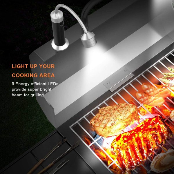 FIREOR Barbecue Grill Light Magnetic Base Super-Bright LED BBQ Lights 360 Degree Flexible Gooseneck, Weather Resistant, Batteries Included Weber Grilling Traeger Pit Boss Pellet Accessories Pack of 2