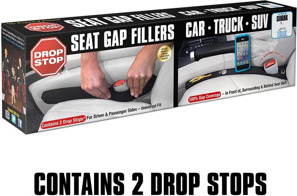 Drop Stop - The Original Patented Car Seat Gap Filler (AS SEEN ON Shark Tank) - Set of 2 and Slide Free Pad and Light - Image 2