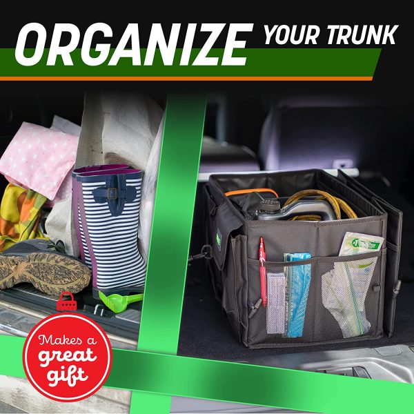 Drive Auto Trunk Organizers and Storage - Collapsible Multi-Compartment Car Organizer w/ Adjustable Straps - Automotive Consoles & Organizers