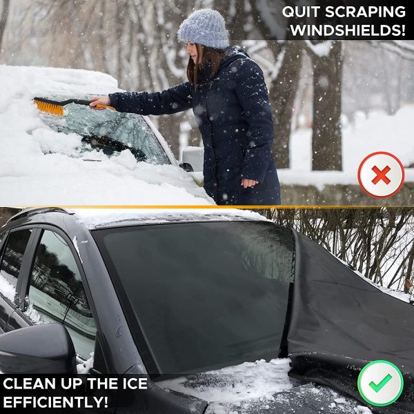 EcoNour Windshield Cover for Ice and Snow | Enhanced 600D Oxford Fabric Windshield Frost Cover for Any Weather | Water, Heat & Sag-Proof Truck Windshield Snow Cover - Image 2