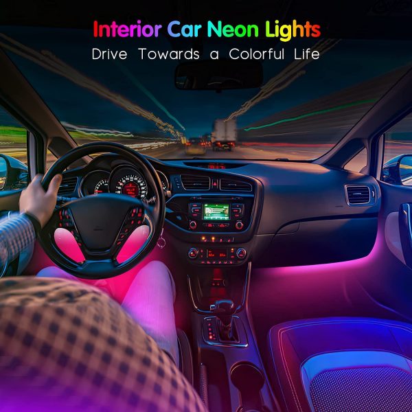 Interior Car Lights Keepsmile Car Accessories Car Led Lights APP Control with Remote Music Sync Color Change RGB Under Dash Car Lighting with Car Charger 12V 2A LED Lights for Car (RGB) - Image 2