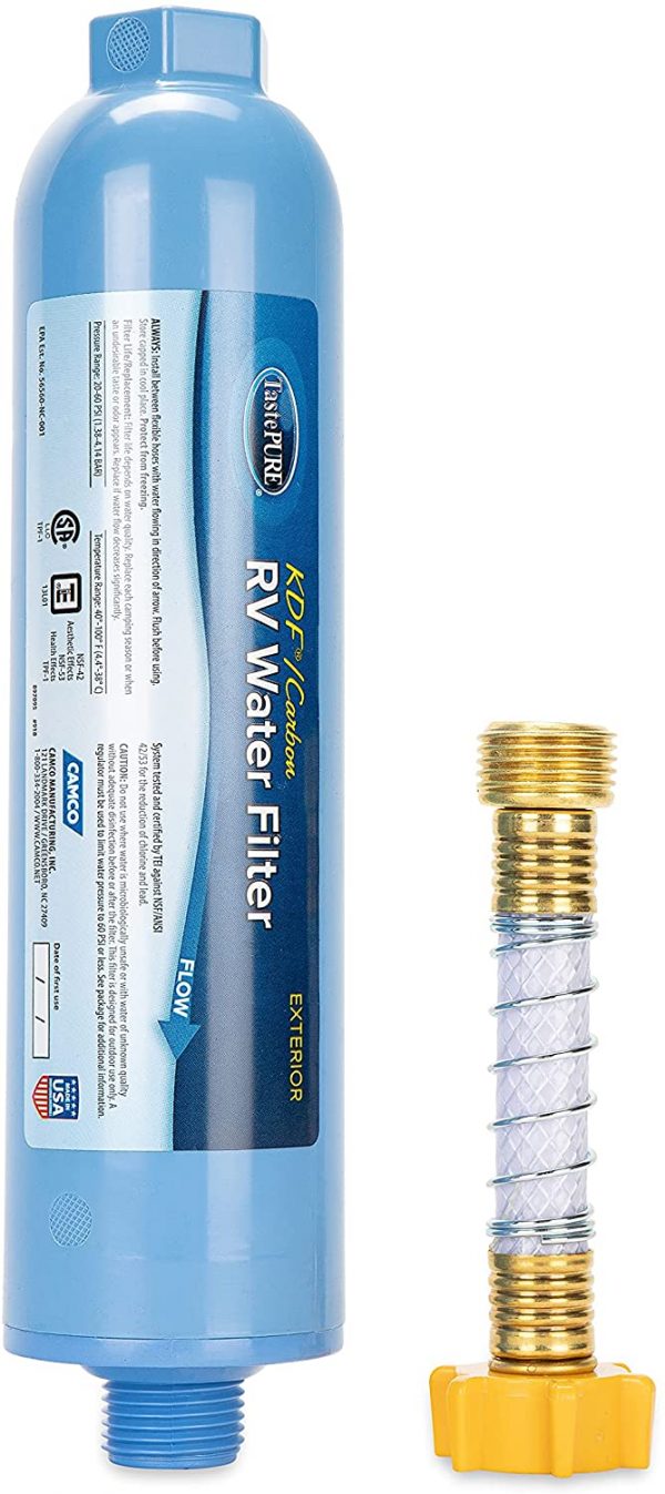 Camco 40043 TastePure RV/Marine Water Filter with Flexible Hose Protector | Protects Against Bacteria | Reduces Bad Taste, Odors, Chlorine and Sediment in Drinking Water - Image 2