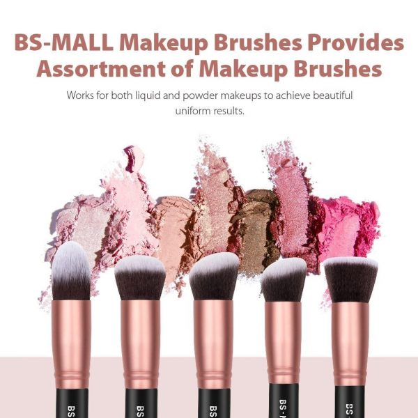 BS-MALL Makeup Brushes Premium Synthetic Foundation Powder Concealers Eye Shadows Makeup 14 Pcs Brush Set, Rose Golden, 1 Count - Image 2