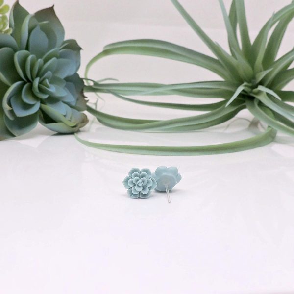 Hypoallergenic Succulent Earrings on Plastic Posts, 13mm - Image 2