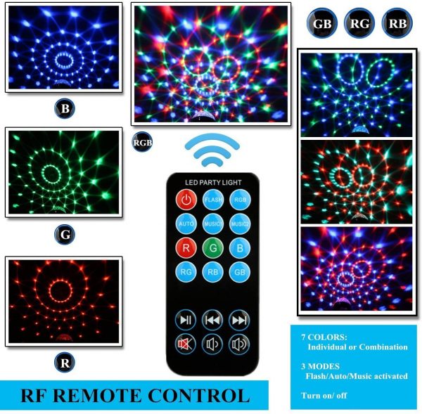 Disco Ball Disco Lights-COIDEA Party Lights Sound Activated Storbe Light With Remote Control DJ Lighting,Led 3W RGB Light Bal, Dance lightshow for Home Room Parties Kids Birthday Wedding Show Club Pub - Image 2