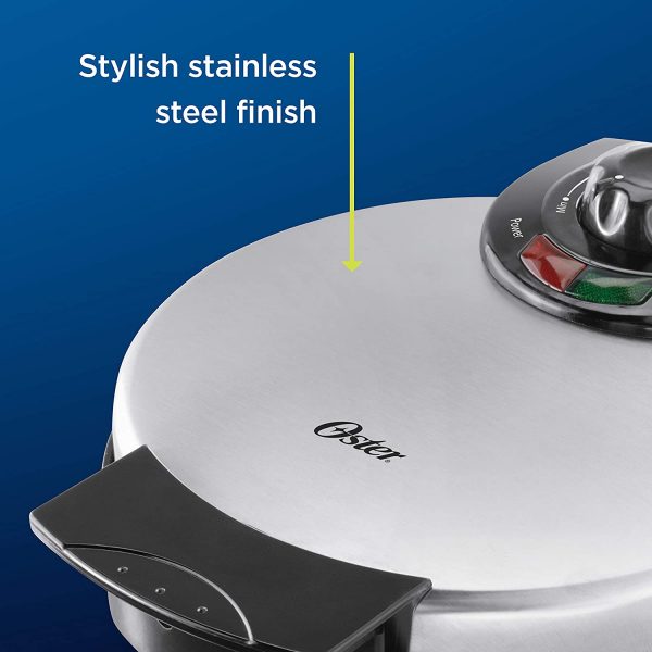 Oster Belgian Waffle Maker, Stainless Steel (CKSTWF2000) 10 Inch - Image 2