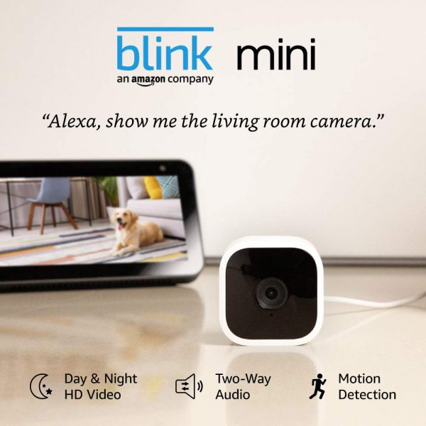 Blink Mini – Compact indoor plug-in smart security camera, 1080 HD video, night vision, motion detection, two-way audio, Works with Alexa - Image 2