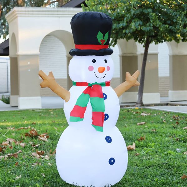 GOOSH 4 FT Height Christmas Inflatable Outdoor Snowman with Top Hat, Blow Up Yard Decoration Clearance with LED Lights Built-in for Holiday/Party/Xmas/Yard/Garden - Image 9