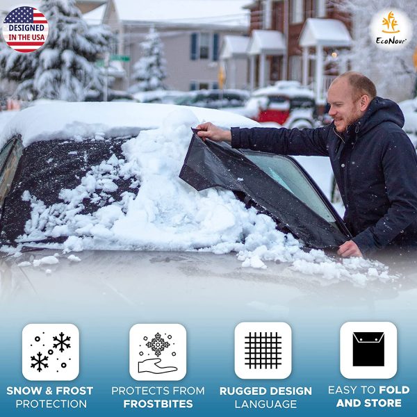 EcoNour Windshield Cover for Ice and Snow | Enhanced 600D Oxford Fabric Windshield Frost Cover for Any Weather | Water, Heat & Sag-Proof Truck Windshield Snow Cover - Image 8