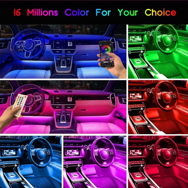 Interior Car Lights Keepsmile Car Accessories Car Led Lights APP Control with Remote Music Sync Color Change RGB Under Dash Car Lighting with Car Charger 12V 2A LED Lights for Car (RGB) - Image 7