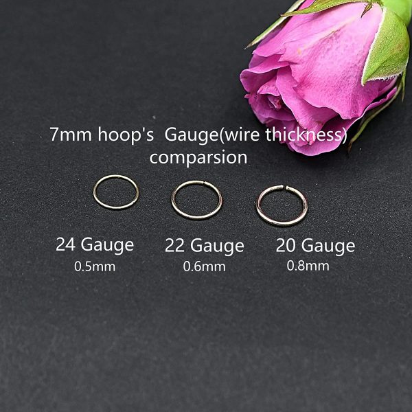 Small Gold Sterling Silver Huggie Hoop Earrings for Women Cartilage Nose Helix Tragus ( 10mm 20 gauge/ 1 pair) - Image 5