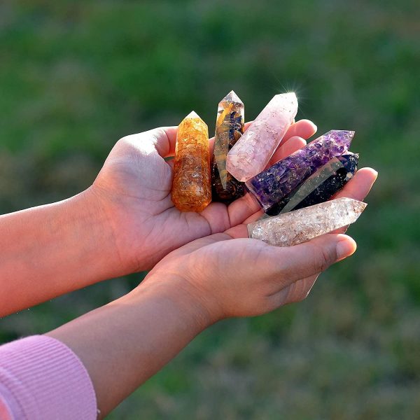 Healing Crystal Wand Set of 6 Orgonite – Includes 3” Amethyst Crystal, Tigers Eye, Rose Quartz, Black Tourmaline Stone, Citrine and Clear Quartz Orgone Crystal Plus Black Tourmaline Necklace - Image 9